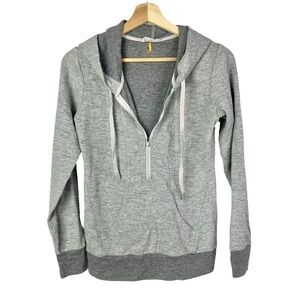 Lucy Light Gray Half Zip Pullover Hooded Sweatshirt XS